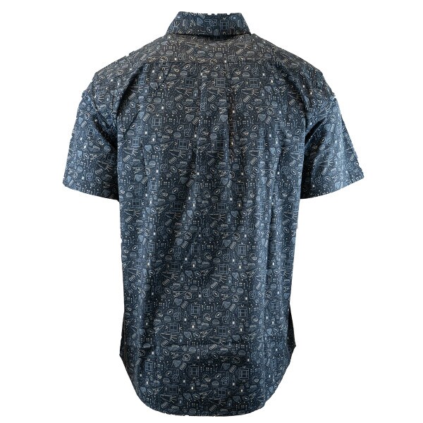 Men's Doodle Print Short-Sleeve Button-Down Shirt